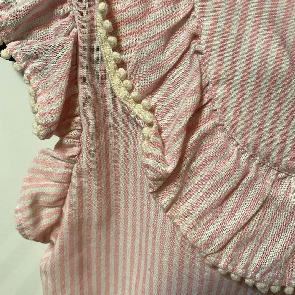 THML Pink Striped Embroidered Ruffle Top - Picture 8 of 9